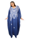 Womens  Kaftan Maxi Dresses Berry Blue Embroidered Caftan L-2XL