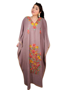  Womens Kaftan Maxi Dress Heather Purple Embroidered Kaftan  L-2XL