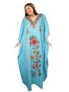 Womens Kaftan Maxidress Arctic Blue Embroidered Caftan L-2XL