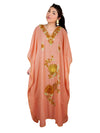 Womens Embroidered Kashmiri Kaftan Peach Floral Caftan  L-XL