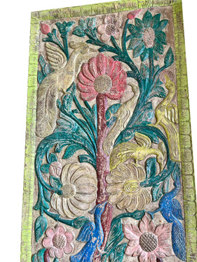 Tree of Life Carved Sliding Barn Door Colorful Vintage Wall Decor 84