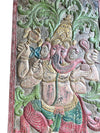 Vintage Ganesha Sliding Barn Door Colorful Carved India Wall Panel Art 84