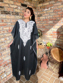  Black Kaftan Maxi Dress Leisure wear Oversized Caftan L-2X