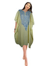 Womens Lemoncello Caftan Dress, Cotton, Embroidered Oversized Tunic Dresses L-2X