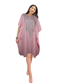  Boho Embroidered Caftan Dresses Leisure Wear, Cruise Dress, Short Kaftan Dresses L-2X