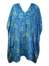 Summer Kaftan For Women Blue Caftan Dress Recycled Silk Beach Coverup L-2X