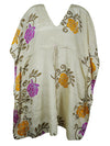 Women Boho Chic Kaftan Beige Floral Caftan Housedress Resort Wear L-2X