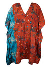 Womens Summer Kaftan, Red Blue Floral Caftan, Leisure Wear, Housedress, Beach Coverup, Stylish L-2X