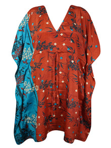  Womens Summer Kaftan, Red Blue Floral Caftan, Leisure Wear, Housedress, Beach Coverup, Stylish L-2X