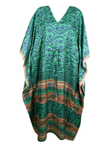  Womens Maxi Kaftan, Sea Green Caftan, Housedress, Beach Coverup, Summer Boho Caftan  L-2X