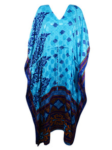  Womens Maxi Kaftan Sky ,Blue Floral Stylish Caftan Housedress Beach Coverup, Summer Boho Caftan L-2X