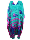 Women Boho Beach Kaftan Sea Green, Floral Maxi Caftan L-2X