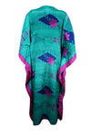 Women Boho Beach Kaftan Sea Green, Floral Maxi Caftan L-2X