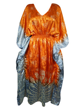 Womens Summer Kaftan, Orange ,Gray Caftan Beach Coverup, Stylish Dress L-2X