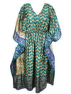 Boho Summer Maxi Kaftan For Women's  Green, Blue Floral  Caftan Dress L-2X