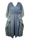 Beach Coverup Maxi Dress Kaftan Dark Gray Silk Kaftan, L-2X