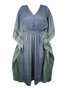  Beach Coverup Maxi Dress Kaftan Dark Gray Silk Kaftan, L-2X