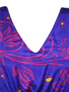 Women Boho Beach Kaftan Violet Purple, Floral Maxi Caftan Dress, L-2XL