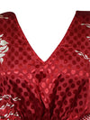 Boho Summer Maxi Kaftan For Women, Scarlet Red, Floral Caftan Dress L-2X