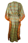 Boho Summer Maxi Kaftan For Women, Green Floral Caftan Dress L-2X