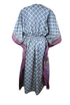 Boho Summer Maxi Kaftan For Women, Blue, Floral Caftan Dress L-2X