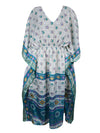 Boho Summer Maxi Kaftan Whit, Floral Beach Caftan Dress L-2X