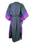 Boho Summer Maxi Kaftan Navy Blue Floral Caftan Dress L-2X