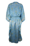 Boho Summer Maxi Kaftan Cerulean Blue  Floral Caftan Dress L-2X