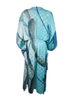 Boho Summer Maxi Kaftan Sky Blue Floral Caftan Dress L-2X