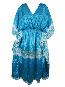  Boho Summer Maxi Kaftan For Women Sky Blue Floral Caftan Dress L-2X