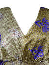 Women Boho Beach Kaftan Gold Purple  Floral Stylish Maxi Caftan, L-2X