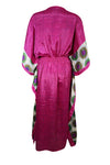 Women Boho Beach Kaftan Dark Pink Floral Maxi Caftan Dress, L-2XL