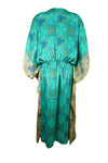 Boho Summer Maxi Kaftan For Women Turquoise  Blue Floral Caftan Dress L-2X