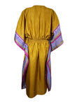 Women Boho Beach Kaftan Gold Floral Stylish Maxi Caftan, L-2X