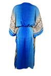 Boho Summer Maxi Kaftan For Women Blue  Beige Floral Caftan Dress L-2X