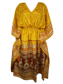  Boho Summer Maxi Kaftan For Women Gold Yellow Floral Caftan Dress L-2X