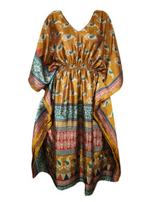  Boho Summer Maxi Kaftan For Women Gold Green Floral Caftan Dress L-2X