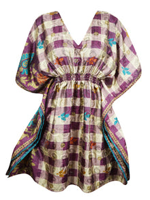  Women Beach Short Kaftan Dress, Purple Summer Dresses One size