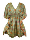 Summer Beach Kaftan Dress Green Floral Resort Wear Caftan Dresses SML