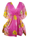 Summer Beach Kaftan Dress Pink Floral Resort Wear Caftan Dresses SML