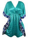 Women's Stylish Sea Blue Kaftan Recycle Silk Tunic Kaftan, SML