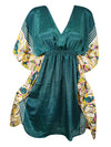 Boho Summer Maxi Kaftan For Women, Stylish Pine Green Caftan Dress SML