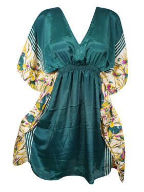 Boho Summer Maxi Kaftan For Women, Stylish Pine Green Caftan Dress SML