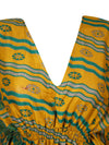 Boho Summer Kaftan For Women, Green, Yellow Floral Caftan Dress SML