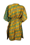 Boho Summer Kaftan For Women, Green, Yellow Floral Caftan Dress SML