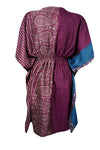 Women Beach Kaftan Dress Purple Floral Short Summer Dresses, SML