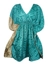 Women's Stylish Sea Blue Kaftan Recycle Silk Tunic Kaftan, SML