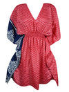 Women's Stylish Rose Red Kaftan Recycle Silk Tunic Kaftan, dress One size