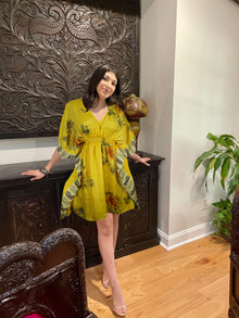  Boho Summer Maxi Kaftan For Women Stylish Yellow Floral Caftan Dress One Size