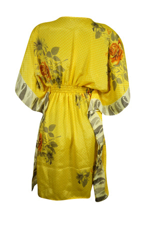 Boho Summer Maxi Kaftan For Women Stylish Yellow Floral Caftan Dress One Size